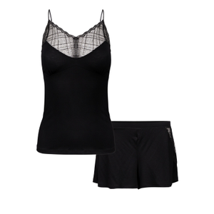 Short PJ Set with Lace - Black (M)