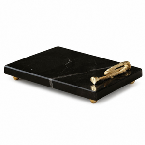 Black Marble Serving Board With Gold Detail