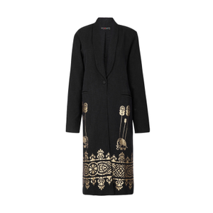 Black Metallic Artisanal Long Coat (XS)