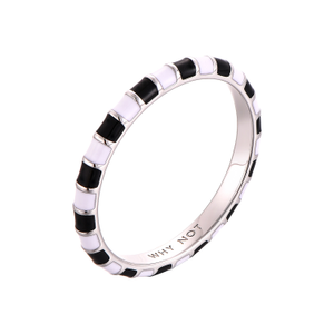 Black & White Thin Ring (M 1/2 (UK))