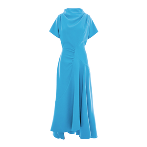 Blue Dress With Front Drape And Collar (S)