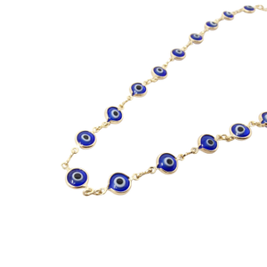 Blue Evil Eye Charm Gold Plated Protection Necklace
