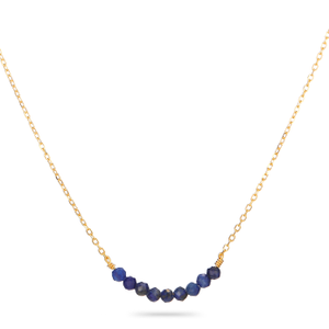 Blue Lapis Beads Necklace In Gold