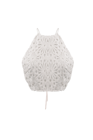 Bonnie White Crochet Halter Top (M)