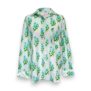 Boyfriend Shirt - Bunch Of Daisies - Aqua (XXL)