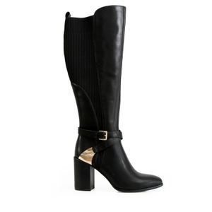 Breton Leather Knee High Boot - Black (6 UK)