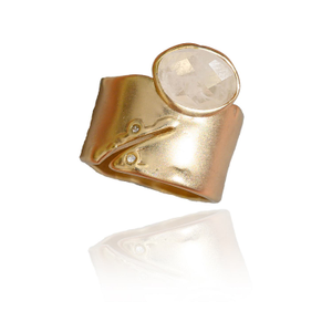 Brilliance Stone Clear Quartz Statement Ring (R 1/2 (UK))