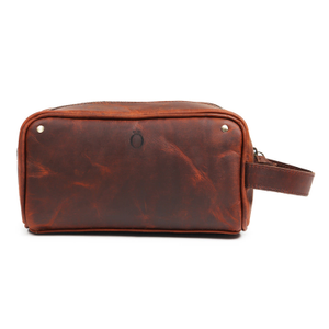 Brown Leather Cosmetic Bag Dopp Kit