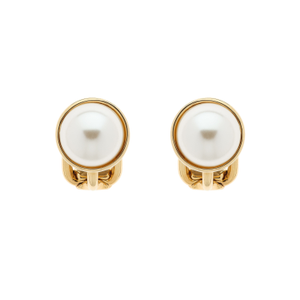 Button Pearl Clip Earrings