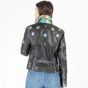 Candy Rf Leather Jacket, Black Rainbow (M)