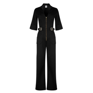 Cassandra The Extra Body Length Flared Jumpsuit - Blackest (XXL)