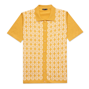 Chain Link Knit Polo Shirt - Yellow (M)