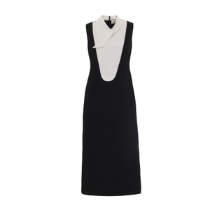 Chic Formal Midi Dress With Unique Collar White (XXL)