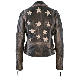 Christy Rf Star Detail Leather Jacket, Vintage Black (XXXL)