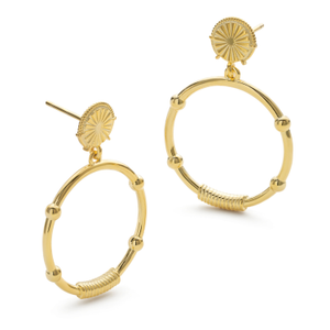 Chunky Gold Sunburst Drop Halo Stud Earrings (one size)
