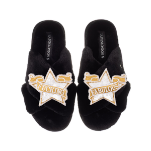 Classic Laines Slippers With Fucking Fabulous Brooches - Black (M)