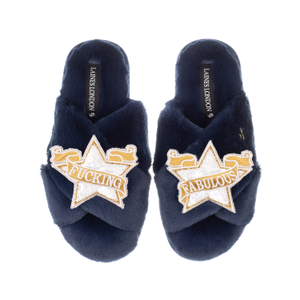 Classic Laines Slippers With Fucking Fabulous Brooches - Navy (L)