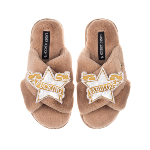 Classic Laines Slippers With Fucking Fabulous Brooches - Toffee (M)