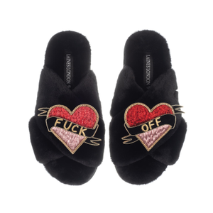 Classic Laines Slippers With Fuck Off Brooches - Black (L)