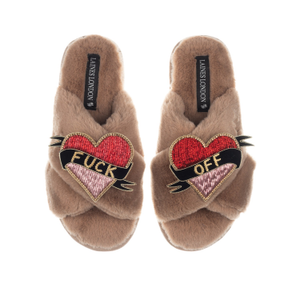 Classic Laines Slippers With Fuck Off Brooches - Toffee (M)