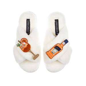 Classic Laines Slippers With Summer Spritzer Brooches - Cream (M)