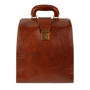 Cognac Brown Leather Backpack - A Brief Story Of Time (one size)
