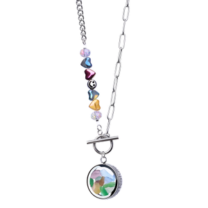 Colorful Tourmaline Necklace With Joyful Beaded Toggle Clasp Chain – Handcrafted Gemstone  Jewelry - Rainbow Tourmaline