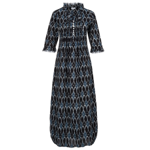 Cotton Annabel Maxi Dress In Black & Grey Diamond (XXL)