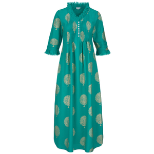 Cotton Annabel Maxi Dress In Peacock & Gold (XXL)
