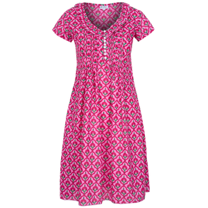 Cotton Karen Short Sleeve Day Dress In Pink Moroccan (XL)