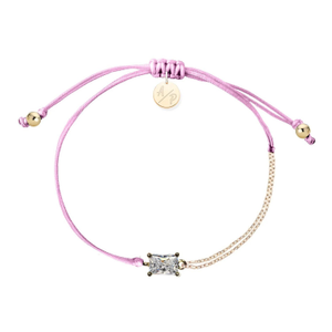 Cz Emerald Cut Bracelet On Colored Cord - Orchid (one size)