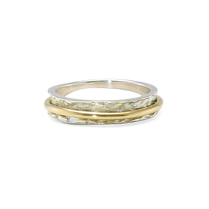 Dainty Silver & Brass Spinner Ring (S (UK))