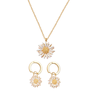 Daisy Huggie Earrings & Daisy Chain Necklace Set