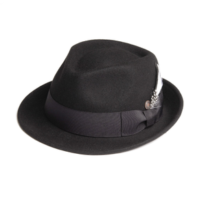 Darwin Black Felt Trilby With Feather (55cm)