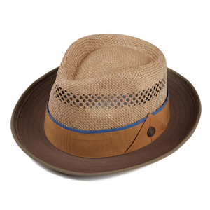 Dasmarca Ronan Straw Wide Brim Fedora Summer Straw Sun Hat - Olive Green (61cm)