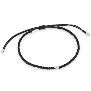 Diamond Solitaire Friendship Bracelet Black Sterling Silver