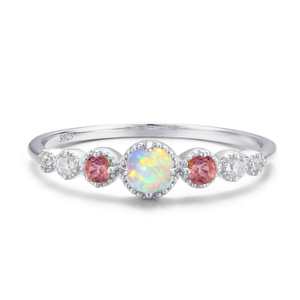 Divinity Opal Tourmaline Ring White Gold Vermeil (J 1/2 (UK))