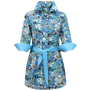 Dora Pomegranate Printed Cotton Three Quarter Sleeve Length Tunic Site Slits And Belt (L)