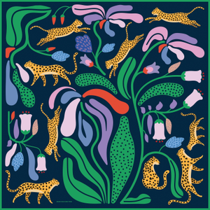 Double Sided Wool Silk Scarf Of Jungle Night
