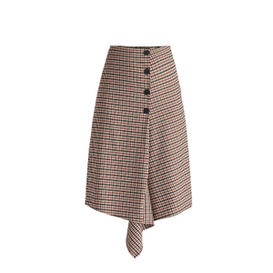 Draped Check Skirt In Red White & Black (S)