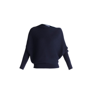 Draped Knitted Jumper In Navy (S)