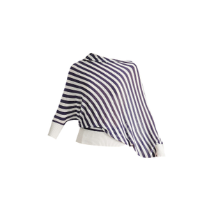 Draped Knit Top In White And Navy (L/XL)