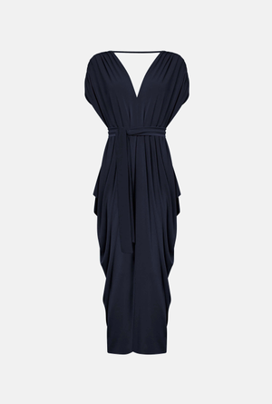 Draped Maxi Navy Dress (M)