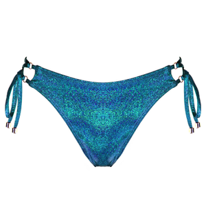 Eden Adjustable Scrunch Bikini Bottom - Glitter Aqua (M)