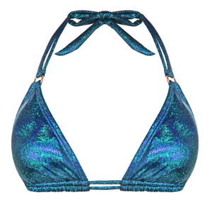 Eden Triangle Bikini Top - Glitter Aqua (L)