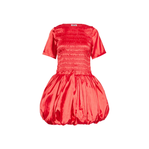 Eleanor Red Satin Puffball Ultra Mini Dress (XL)