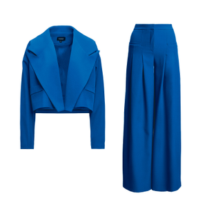 Electric Blue Suit With Cropped Blazer And Trousers With Pockets (L)