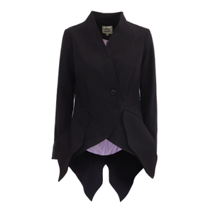 Elegant Blazer With Curved Hem Black (XL)