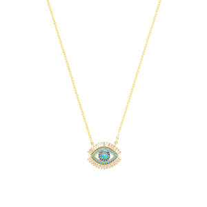 Evil Eye Necklace, Gold Vermeil With Turquoise And Zirconia Baguette Diamonds (one size)