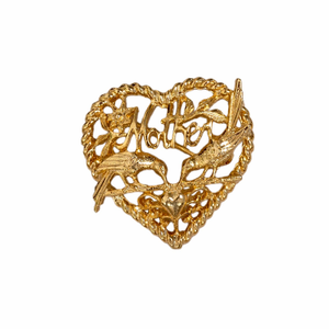 Exclusive Vintage Mother's Day Gold Plated Heart Brooch